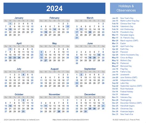 Features of 2024 Full Calendar PDFs