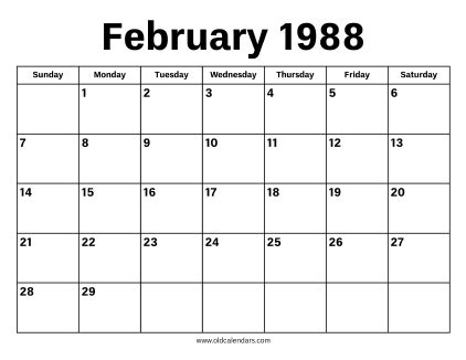 Feb 1988 Calendar