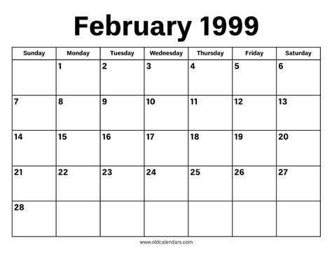 Feb 1999 Calendar