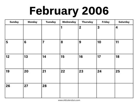 Feb 2006 Calendar