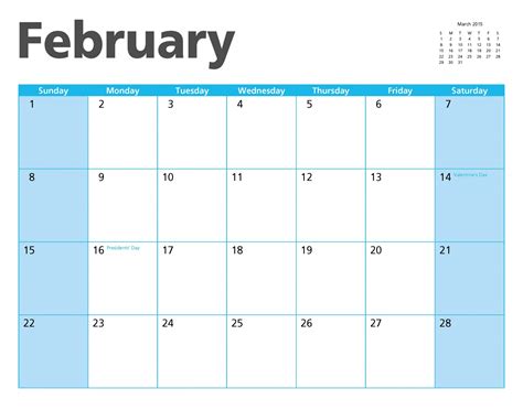 Feb 2015 Calendar