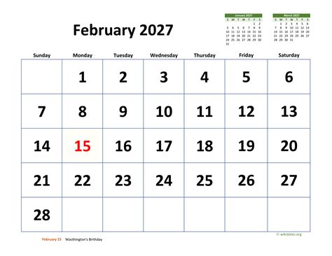 Feb 2027 Calendar