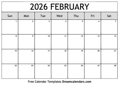 Feb 2026 Calendar