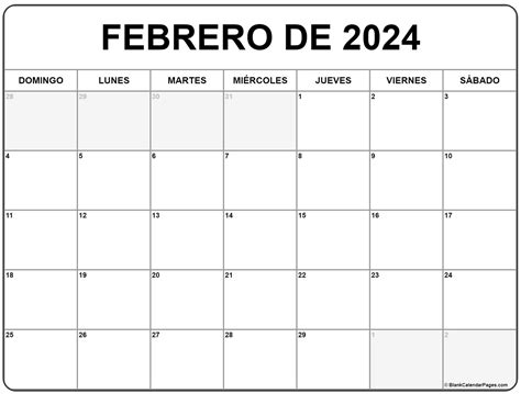 Calendario febrero 2024 en Word, Excel y PDF Calendarpedia