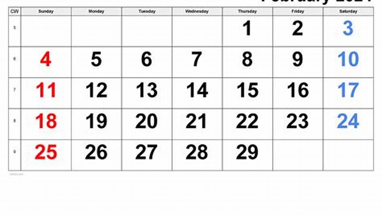 February 2024 Calendar Excel Pdf