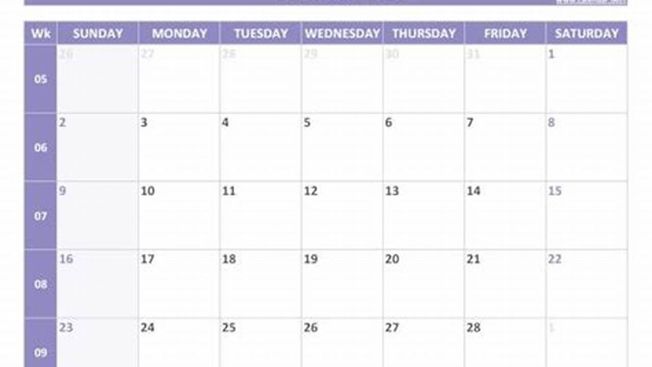 February 2025 Calendar With Week Numbers Printable