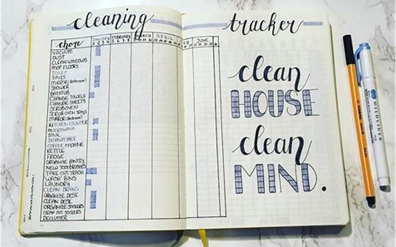 February Bullet Journal Cleaning Schedule