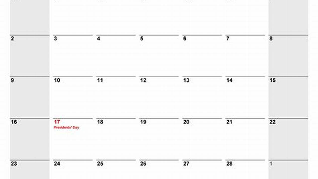 February Excel Calendar 2025