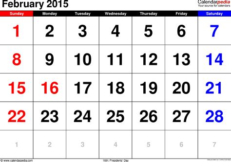 February 2015 Monthly Calendar