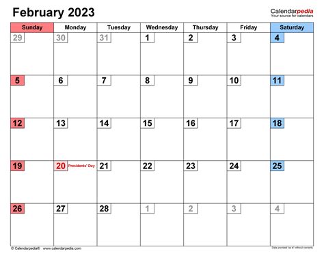 February 2023 calendar free printable calendar