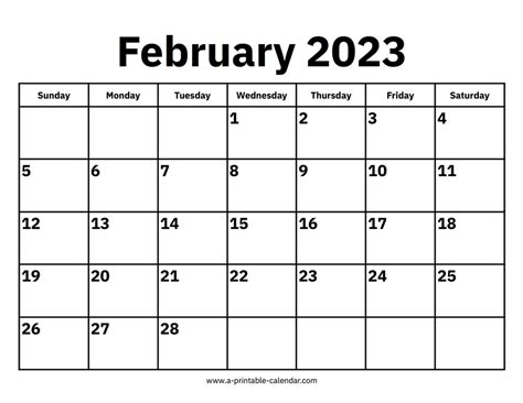 Free Printable Calendar February 2021 2022 and 2023
