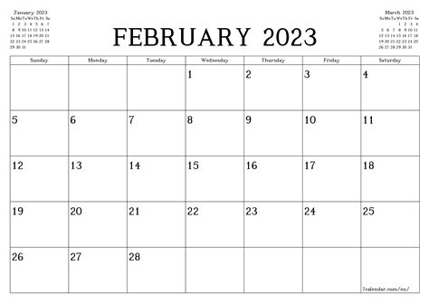February 2023 Printable Calendar Pdf