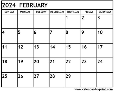 February 2024 Calendar (PDF Word Excel)