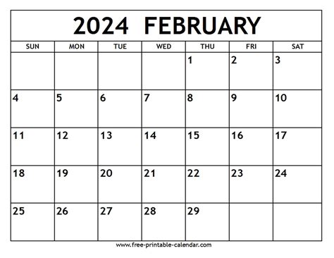 February 2024 Calendar With Intuitive Layout