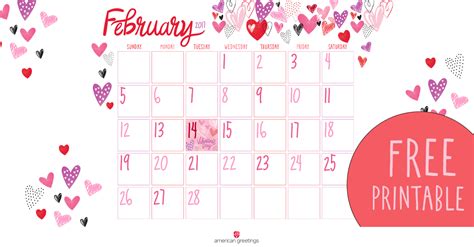 February Calendar Free Print