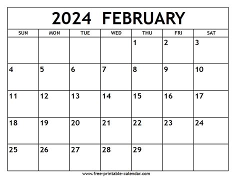 Feburary 2024 Calendar