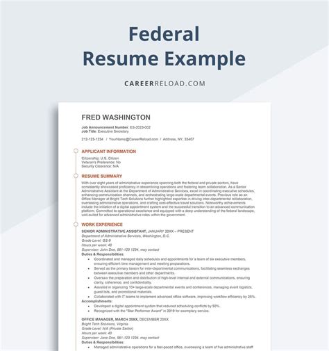 Federal Resume Sample 2016