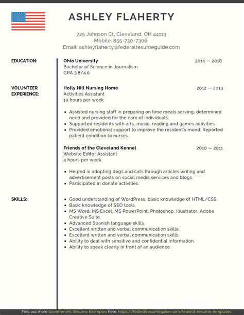 Federal Resume Template Format