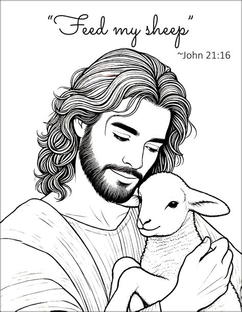 Feed My Sheep Coloring Page