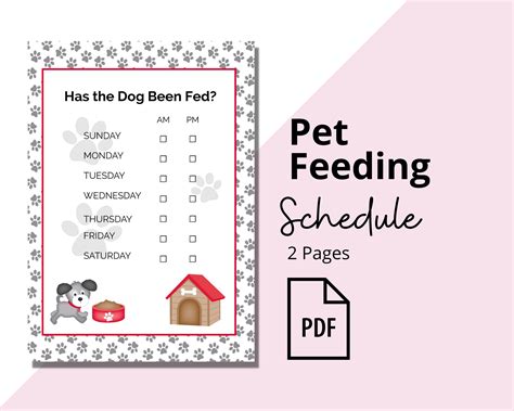 Printable Dog Feeding Schedule Printable Word Searches