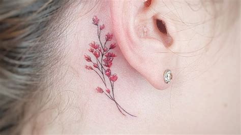 Female Behind The Ear Tattoos