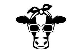 Download Female Cow with Bandanna and Sun Glasses SVG File - SVG Design Cricut SVG Free PSD Mockups