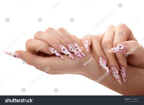 Female Hand Beautiful Fingernailsisolated On