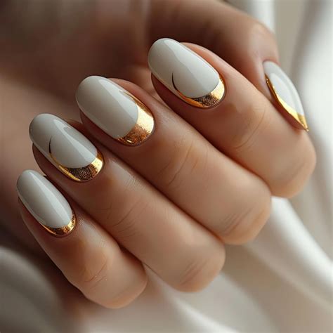 Female Hand Gold Nail Design
