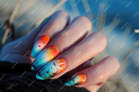 Female Hand Painted Fingernails Nature