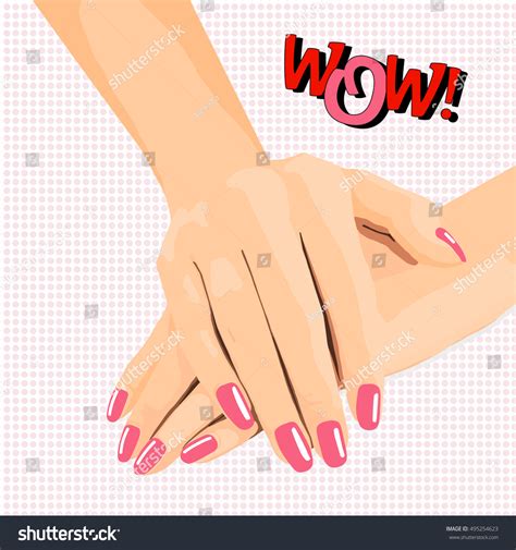 Female Hands Beautiful Nails Vector