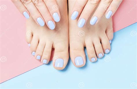 Female Hands Feet Light Blue