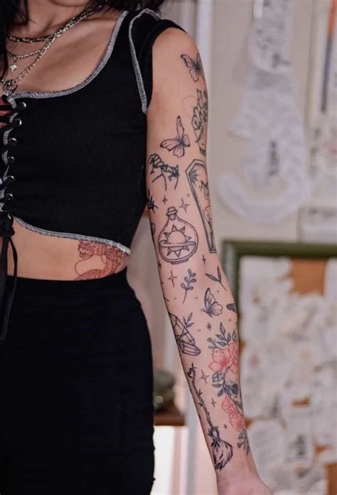 Female Patchwork Sleeve Tattoo