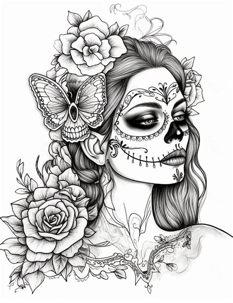 Female Sugar Skull Coloring Pages