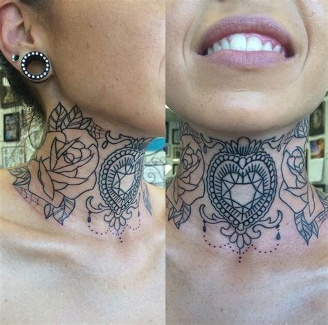 Female Throat Tattoo