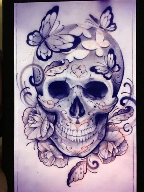 Beautiful Girly Sugar Skull Tattoo for Sleeves Sugar