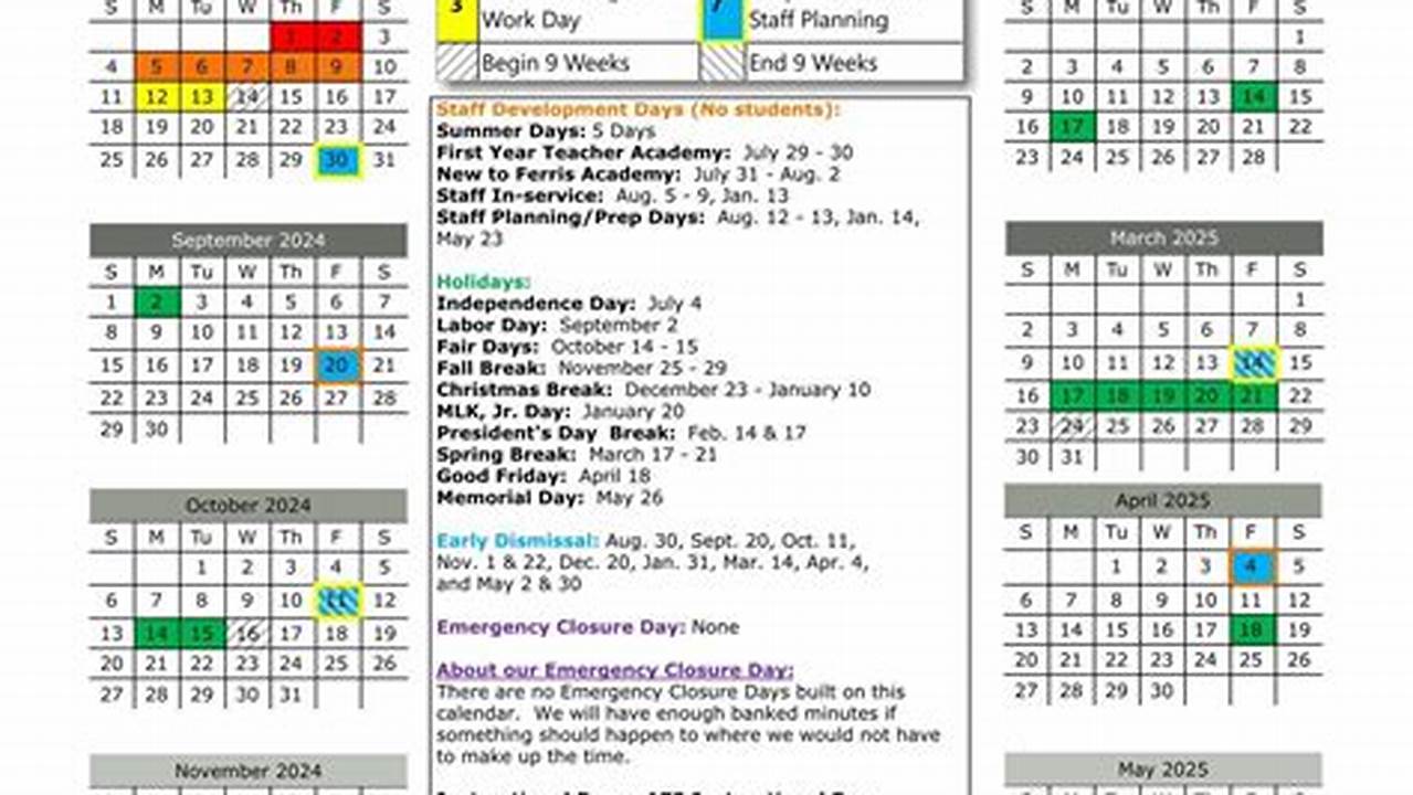 Ferris Calendar Spring 2025