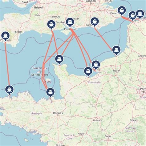 Map Of Ferry Crossings to France secretmuseum