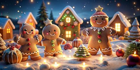 Festive Scenes with Gingerbread Characters