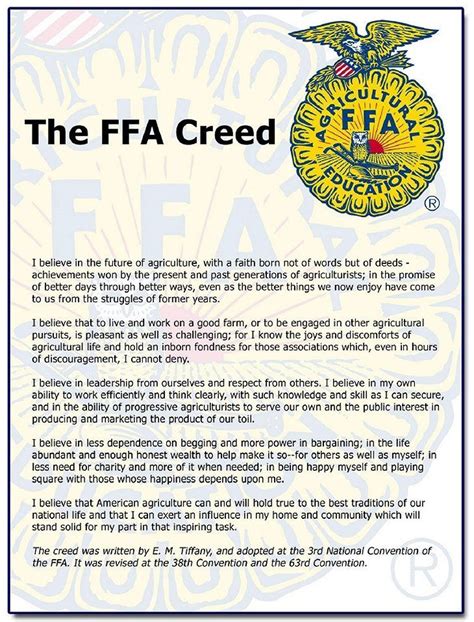 Ffa Creed Worksheet Answer Key