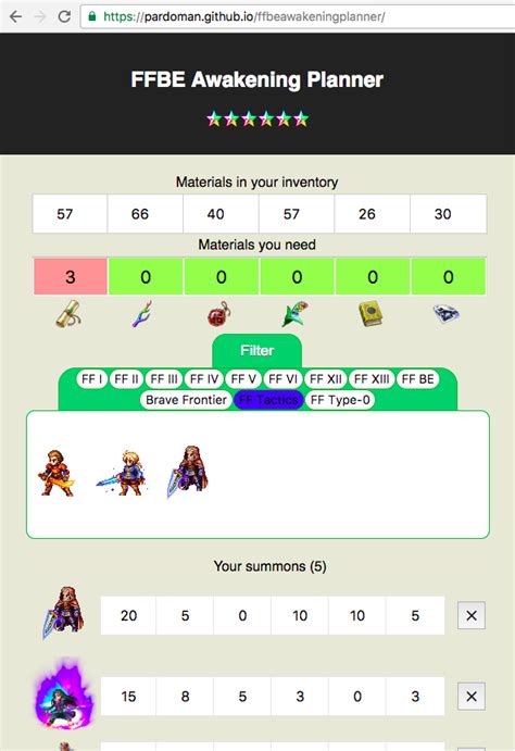 Ffbe Awakening Calculator