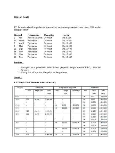 Fifo Lifo Average Contoh Soal