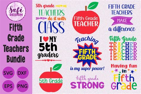 Download Fifth Grade Teachers Cut File Bundle DXF Files