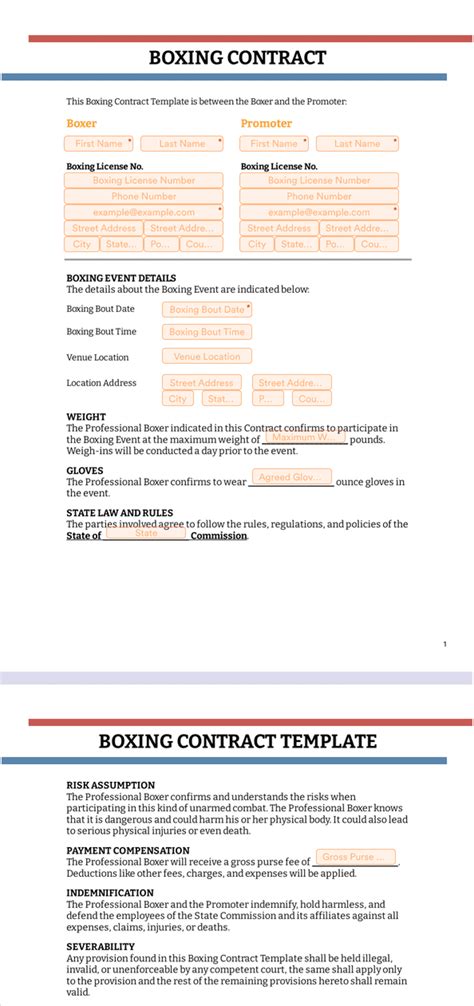 Fight Contract Template