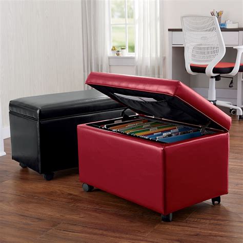 Mobile File Ottomans Grandin Road Contemporary home office furniture, Storage ottoman, Home