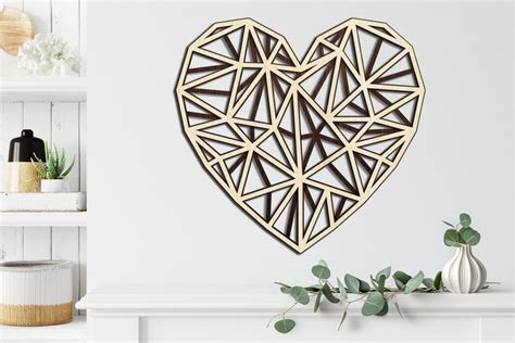 Download Files Laser Cut - Polygonal Heart Cut Files