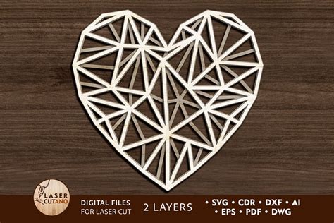 Download Files Laser Cut - Polygonal Heart Files