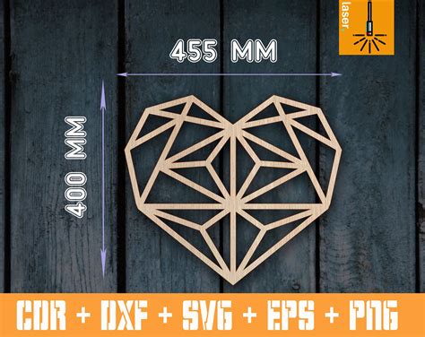 Download Files Laser Cut - Polygonal Heart Printable