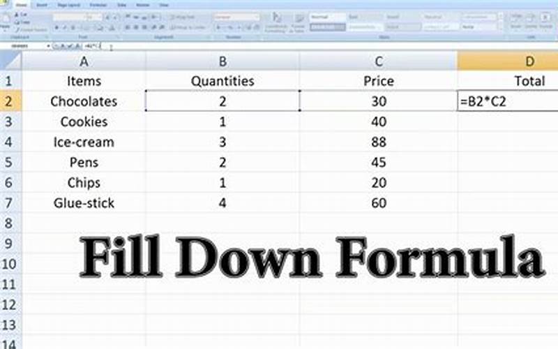 Fill Down Excel
