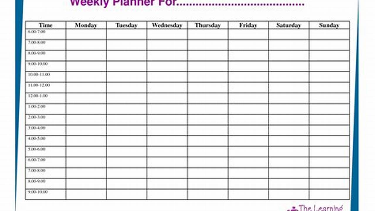 Fill In Weekly Calendar Template