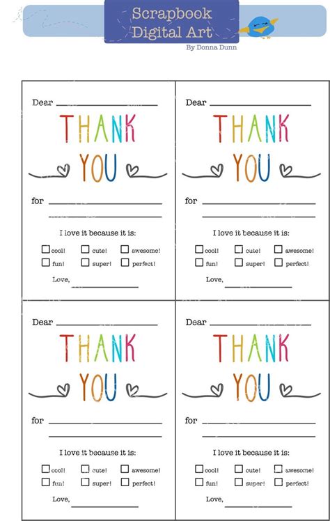 Fill In The Blank Thank You Printable
